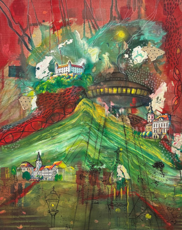 Bratislava red 80x100 kombinovaná technika